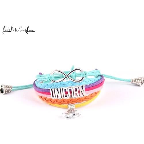 Little MingLou Unicorn bracelet unicorn charm leather adjustable strap tassels men bracelets & bangles for women jewelry