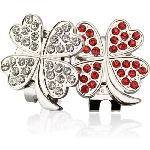 Golf Ball marker with diamond crystal four leaf clover lovely for girl wife gift ball game white blue green red 4 colors new