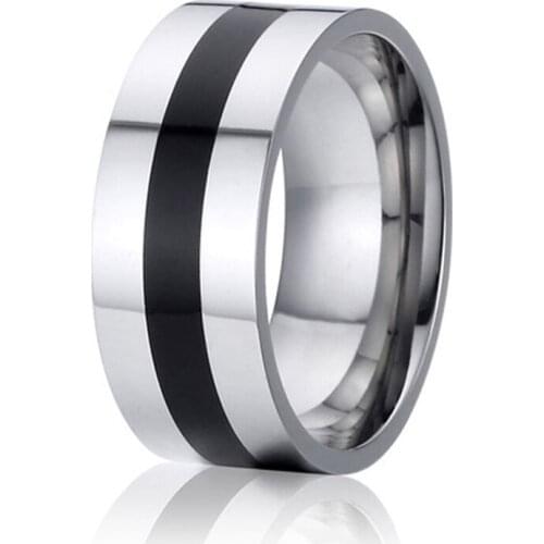 2019 designer Alliances black wedding band titanium rings for men 8mm fashion mens jewellery anniversary promise love ring