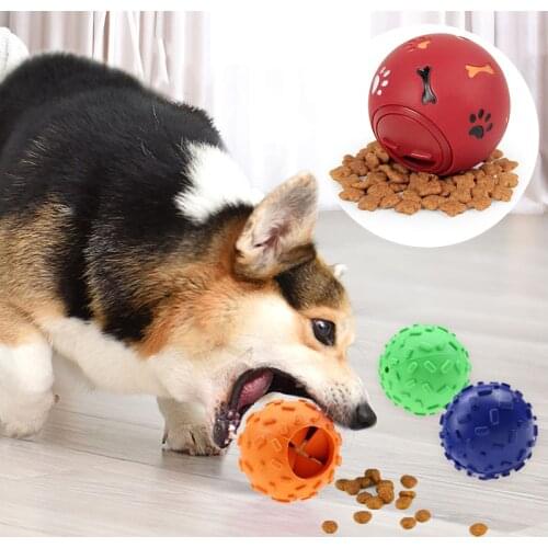 Resistant Biting Molar Pet Leakage Ball Dog Cat Tooth Cleaning Interactive Toy Teeth Bite Chew Cat Food Ball Dog Feeders Toys
