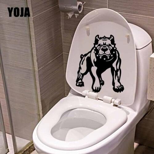 YOJA 18.9X22.8CM Wall Sticker Toilet Decal Bedroom Home Decor Evil Angry Dog Pit Bull Beast Pet T5-1547