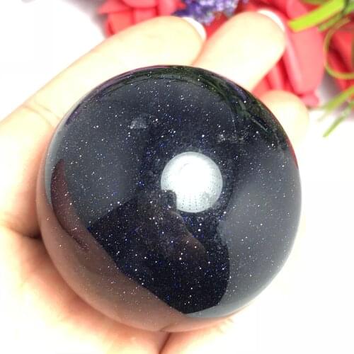 Natural blue gold sand ball crystal quartz ball quartz stone and mineral chakra reiki healing home decoration