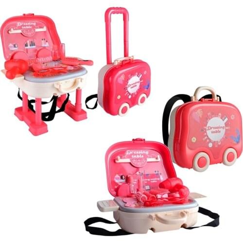 22/18 Pcs Simulation Pretend Play Hairdressing Simulation Toy, Backpack Trolley Case Cosmetic Plastic Toy