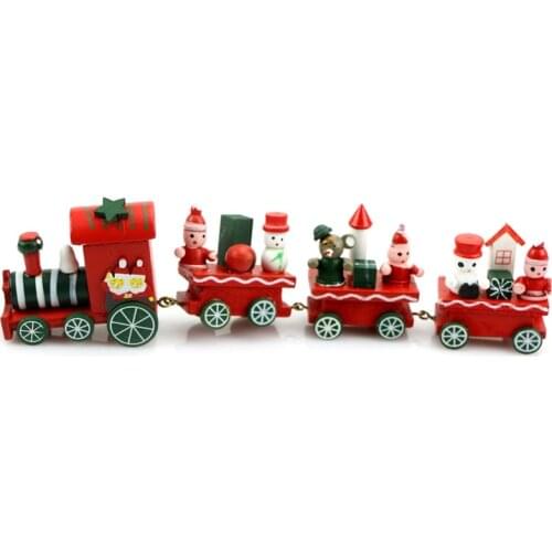 Charming Lovely 4 Piece Wooden Christmas Santa Tree Train Toy for Kids