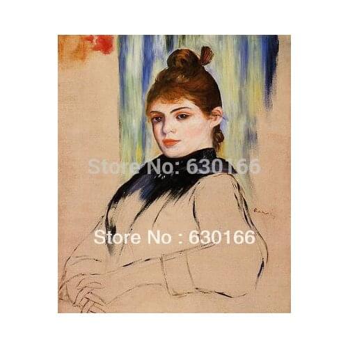 Handmade Famous Portrait Oil Painting - Young Woman with a Bun in Her Hair by Pierre Auguste Renoir Paintings on Canvas