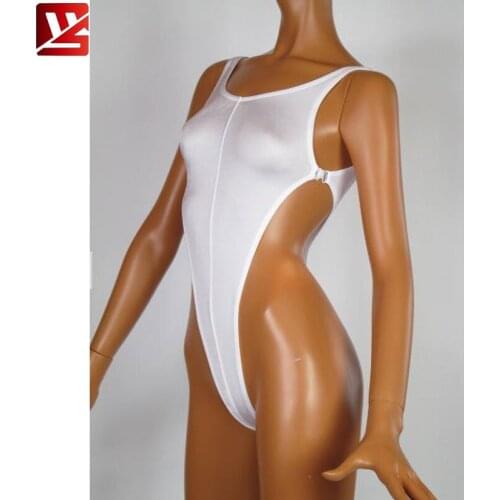 Sexy Women Solid White One Piece Thong Swimwear Backless High Slit Swimsuit G String Sexy Tight Swimsuits Sexy Bathing Suits