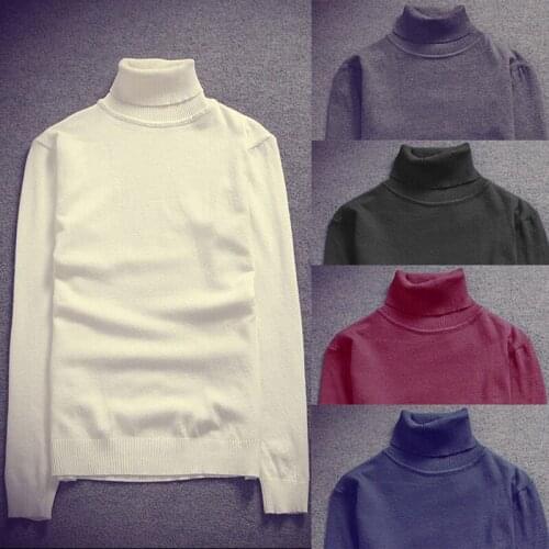 Navy Blue Red Korean Men Turtle Neck Sweater Knitted Pullover White Black Jumper Men Turtleneck Sweater Thin Stretch Slim Fit