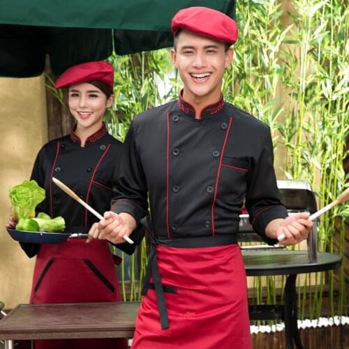 Cooking uniforms long - sleeved suits hotel restaurant Houchu clothing catering services staff clothes autumn and winter clothes