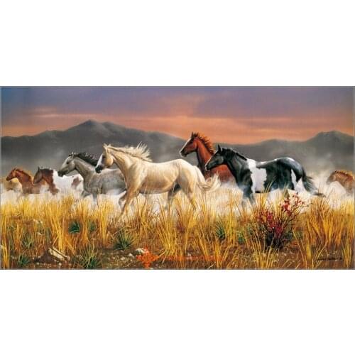 Embroidery Counted Cross Stitch Kits Needlework - Crafts 14 ct DMC DIY Arts Handmade Decor - Horses Running
