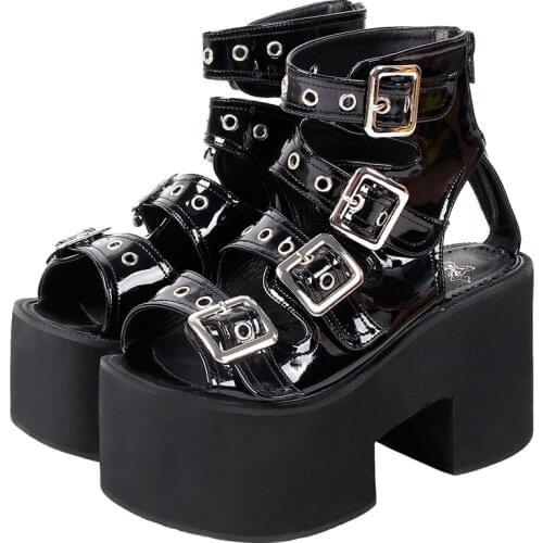 Angelic imprint woman lolita Gothic punk shoes lady high heels pumps girl princess summer dress party sandals 512 PL 10cm rivets