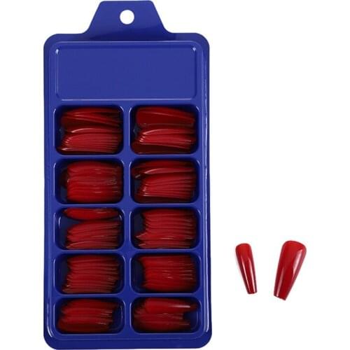 100Pcs Solid Candy Color Full Cover Coffin False Fake Nails Tips Manicure Tools M76F