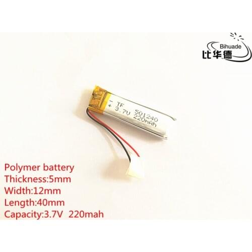 3.7V 220mAh 501240 Lithium Polymer Li-Po li ion Rechargeable Battery cells For Mp3 MP4 MP5 GPS PSP mobile bluetooth