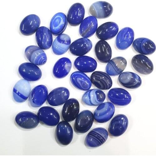 2019 quality blue Striped Onyx natural stone beads for jewelry making 13X18MM cab cabochon oval fashion Ring accessories 50Pcs