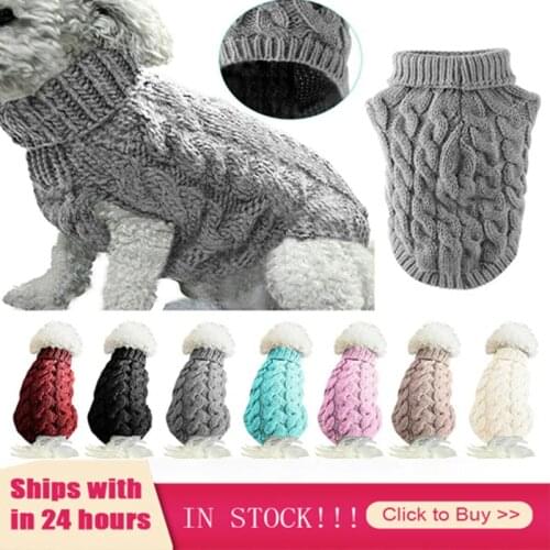 8 Colors Comfortable Elasticity Winter Dog Knitted Jumper Knitwear Dog Clothes Pet Clothes Cat Collar Sweater Coats Pet Supplies