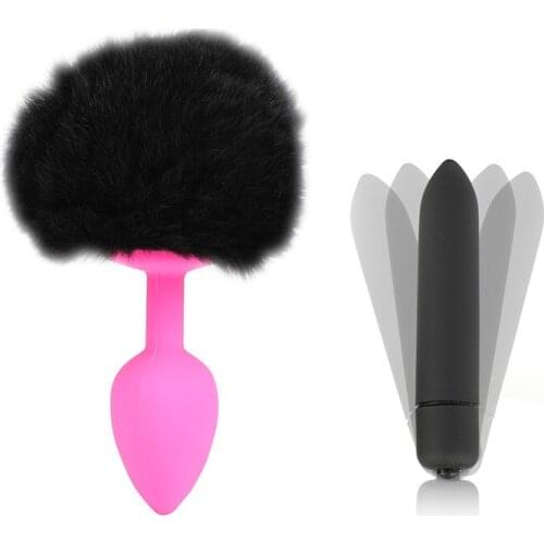 Animal Tail Anal Plug 10 Speed Bullet Vibrating Prostate Massager Clitoris Stimulation Vibrators Sex Toys for Woman Masturbator