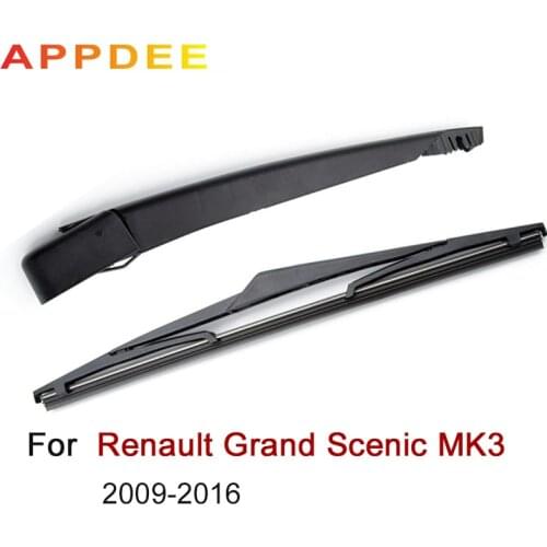 APPDEE Wiper 12" Rear Wiper Blade & Arm Set Kit For Renault Grand Scenic MK 3 2009- 2016 2015 Windshield Windscreen Rear Window