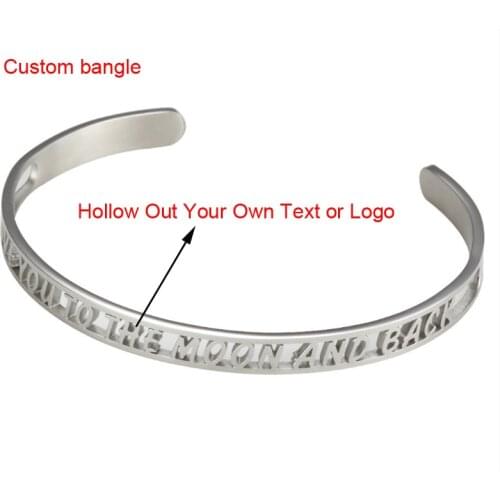 Hollow Out Stainless Steel Bangle Your Own Text And Your logo 20pcs/lot