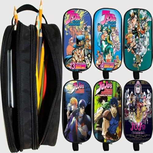 JoJos Bizarre Adventure Pencil Case Jotaro Storage Bag Joestar Joseph Stationery Box School Supplies Zipper Pencil Bag