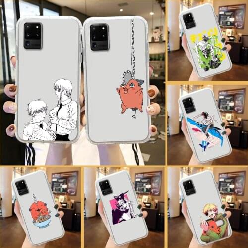 Anime Chainsaw Man Phone Case For Samsung Galaxy Note 4 8 9 10 20 S8 S9 S10 S10E S20 Plus UITRA Ultra transparent luxury