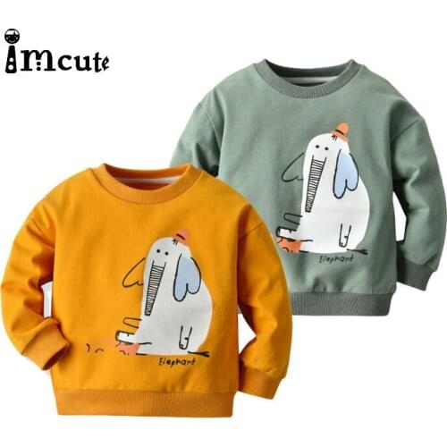 Imcute 2020 Autumn Girls Sweatshirt Long Sleeve Kids Elephant Cartoon Tops Children Pullover Boys Hoodies Winter Clothing