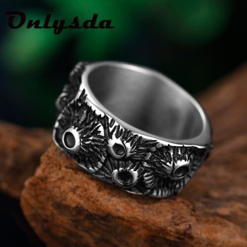 Dropshipping Lunar Surface Moon Volcanic Stainless Steel Mens Rings Punk Amulet For Male Boyfriend Biker Jewelry Creativity Gift