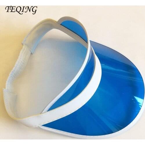 Blue Sunshade Hat For Sports Transparent Women Sun Hats Plastic Space Hat 24pcs/set Summer Adult Mens Caps H-80