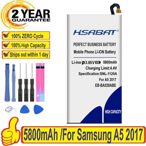 HSABAT 100% New Top Brand 5300mAh Battery for Samsung A5 2017 SM-A520F SM-A520F/DS SM-A520K SM-A520L SM-A520S EB-BA520ABE