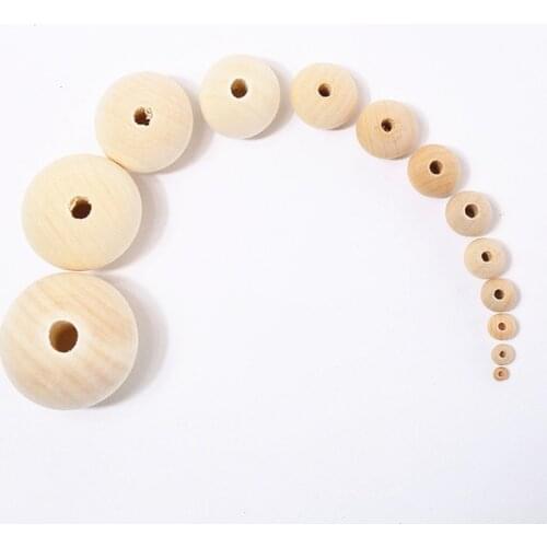 1pack 6mm-40mm Natural Ball Round Spacer Wooden Beads Eco-Friendly DIY Wood Bead Lead-Free Wooden Balls Perle En Bois