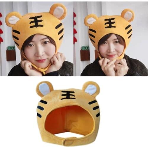 Cartoon Fluffy Hat Plush Supply Kids Birthday Toys Tiger Shaped Cozy Winter Hat for Kids & Teens Toy Hat