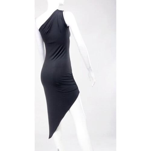 National standard dance, Latin dance, single shoulder oblique swing bag, hip exposed leg, long Latin dress, W11007