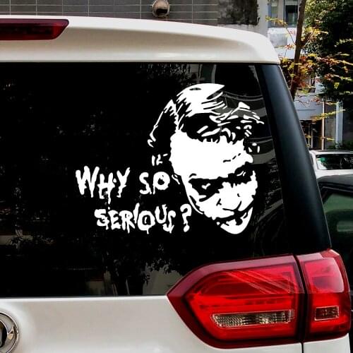 Car Styling Decals Auto Door Front Rear Windshield Window Tail Sticker for Anime Classic Film Joker Face Smile Why So Serious