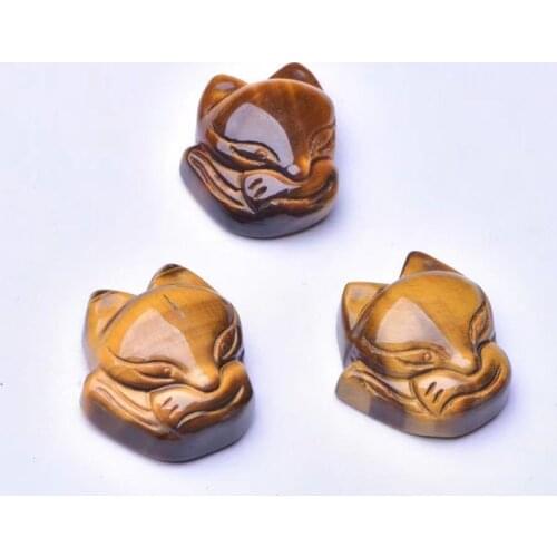 Natural Tiger Eye Stone Pendant Necklace Nine Tail Fox Necklace pendant Fox Ward off Bad Luck With Chain