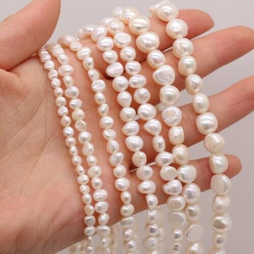 Natural Freshwater Pearl 5-10mm Size White Double-sided Glossy Pearl Jewelry Making DIY Jewelry Necklace Bracelet Accessory 36CM