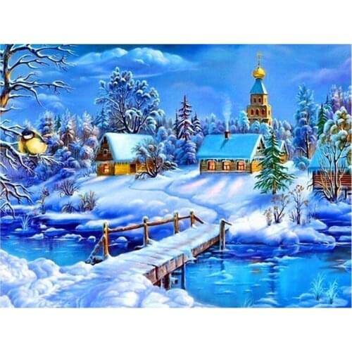 New Arrivals 5D DIY Full Round Diamond Painting Snow Scene 3D Embroidery Cross Stitch Rhinestone Mosaic Home Decor Art YC918