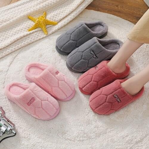 Dropship Women Indoor Slippers Warm Plush Anti Slip Lovers Home Slides 2020 Winter Shoes Woman Men House Floor Cotton Slippers