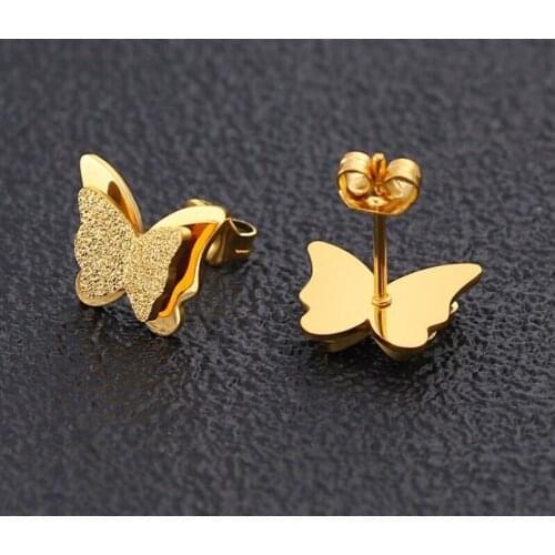Butterfly Earrings Stainless Steel Zircon Womens Fashion Jewelry and Korean Earrings Party Gifts Korean Simple Fashion