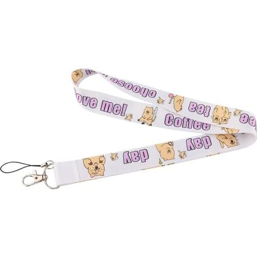 PC3318 Coffee Day Cat Neck Strap Lanyard For Keys ID Card Gym Mobile Phone Straps USB Badge Holder DIY Hang Rope Lariat Lanyard