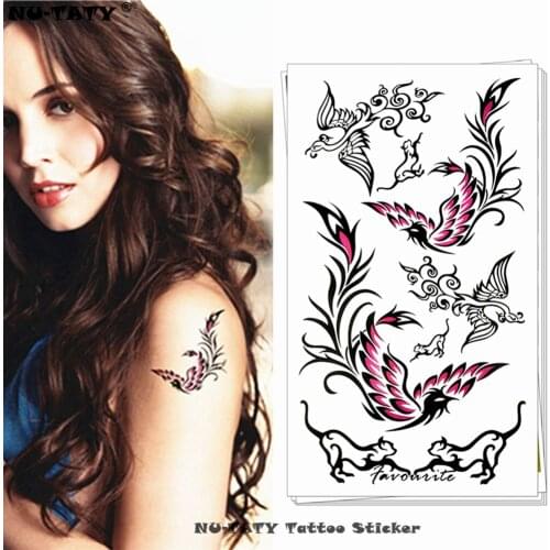 Nu-TATY Black Phoenix Style Temporary Body Art Flash Tattoo Sticker 10*17cm Waterproof Henna Fake Tatoo Wall Tattoo Sticker