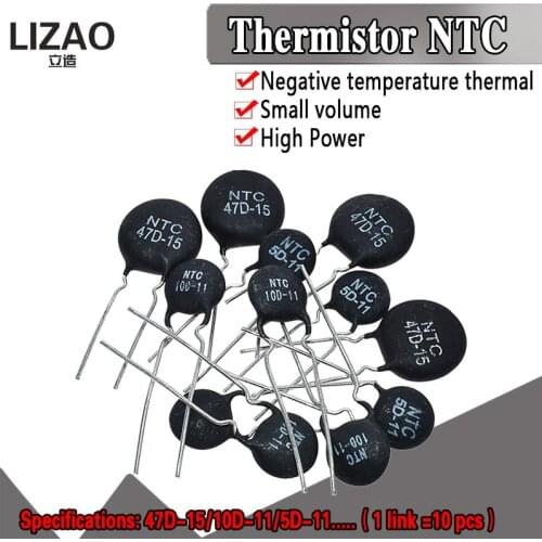 10pcs Thermal Resistor NTC 5D-11 10D-9 10D-11 47D-15 10D-20 10D-13 8D-11 10D-15 5D-15 10D-7 MF11-103 33D-7 8D-20 20D-20 5D-9