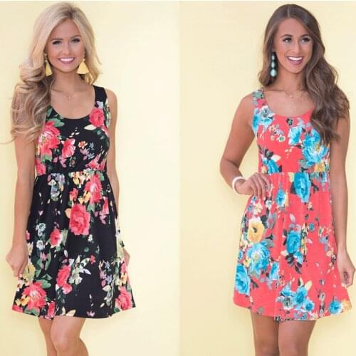 2020 Spring and Autumn Europe And The United States New Printed Vest Dress Base Skirt Plus Size Womens Clothing