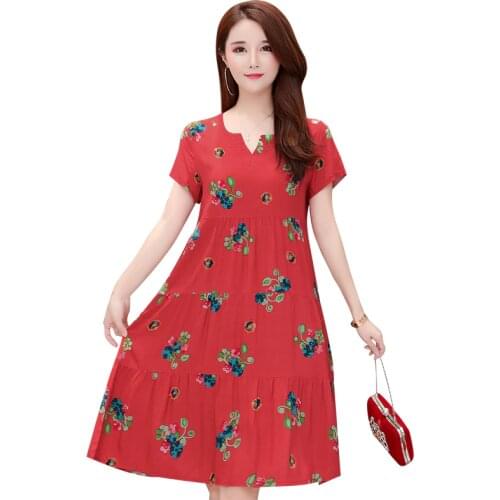 2020 Tops New arrival women summer dress print plus size women casual short sleeve dresses vestido de festa