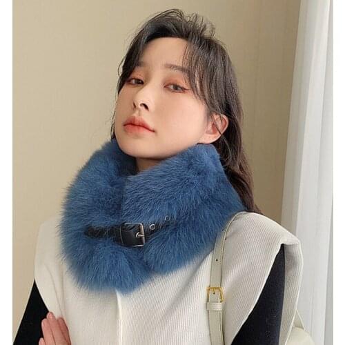 ZDFURS* 2021 Winter Fur Collar Female Fox Fur Scarf Whole Leather Real Fur scarf with Leather Short Fur Scarf Female