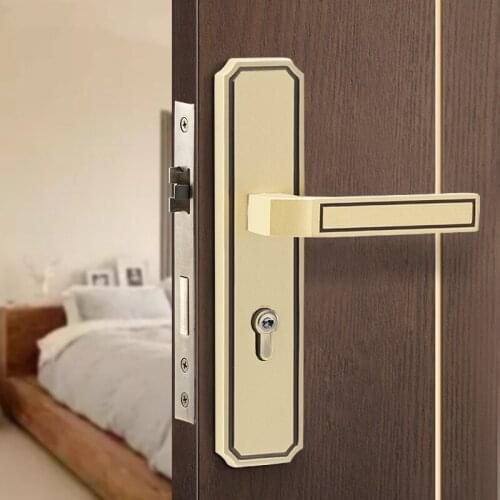 1 Set New Chinese Pure Copper Interior Solid Room Door Lock Bedroom Mute Security Anti-theft Lock Hardware Accessories