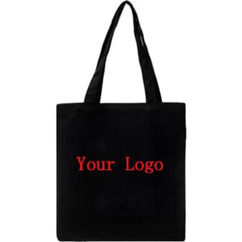 1 Pcs Custom Logo Cotton Canvas Bags Eco-Friendly Recyclable Canvas Women Students Linen Natural Shoulder Bag Storage Bag