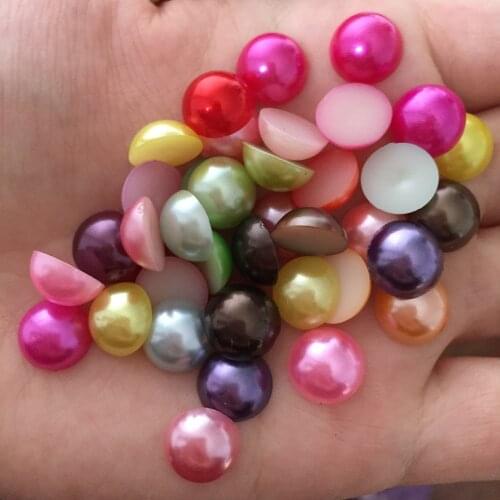 10mm 160pieces/lot Random mixing Half plastic Pearl Bead Flat Back Scrapbook Flatback Beads DIY wedding decoration VJ10