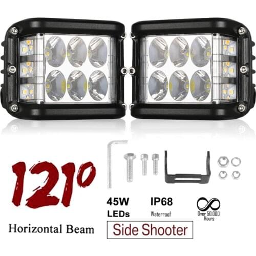 4Inch 45W LED Work Light Cube Side Shooter LED Light Bar Spot Flood Driving Fog Pod