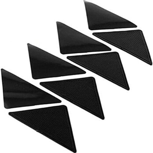 4Pcs Triangle Reusable Anti-skid Rubber Mat Non Slip Patch Mat Washable Rug Gripper Stopper Tape Sticker Black Corners Pad