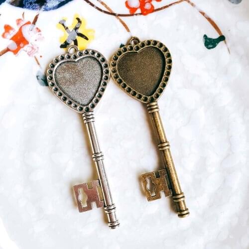 5pcs/lot 20mm Necklace Pendant Setting Antique Bronze Silver Color Cabochon Blank Base Supplies for Jewelry Finding T304