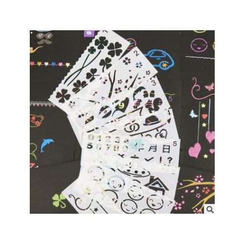 8pcs four-leaf clover lace ruled openwork album drawing coloring template DIY creative handwritten newspaper stationery