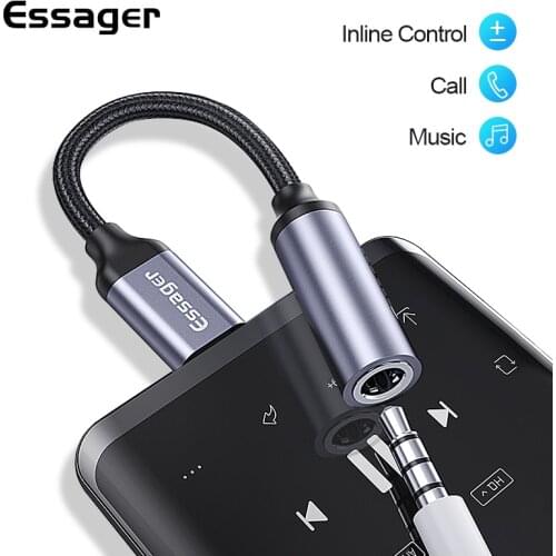 Essager Type c to 3.5mm Jack Adapter For Headphone USB C to 3.5 mm Audio Aux Cable For Xiaomi Mi 9 8 Pro Oneplus 7 7t Huawei P30